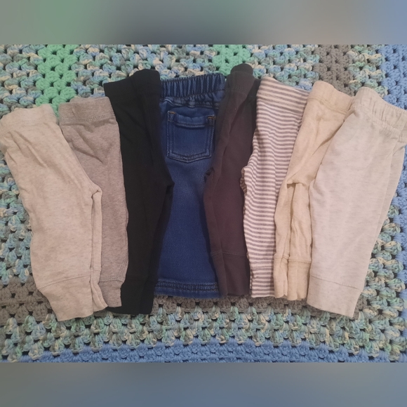 Other - 10 pairs 0-3 month infant baby pants gray black beige tan blue red boys